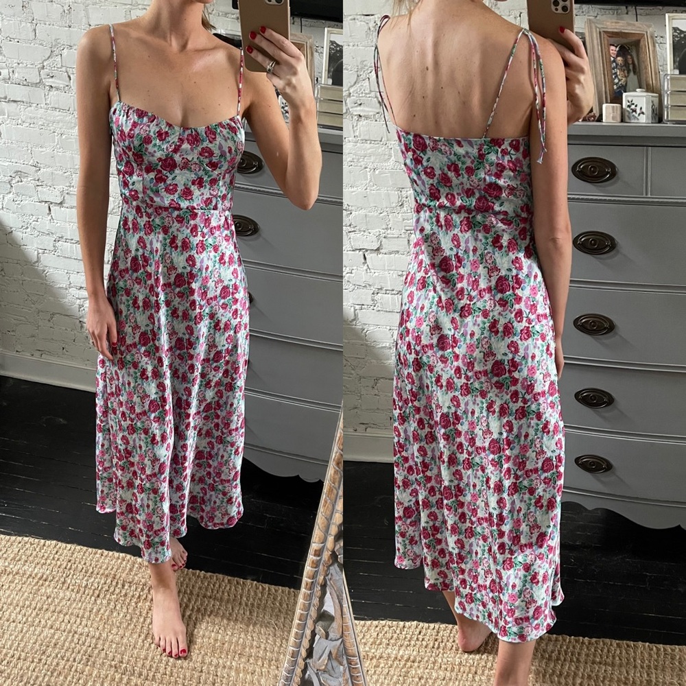 Zara Floral Print MIDI Slip Dress - Worn Once